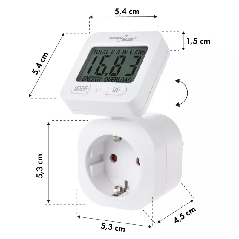 Wattmeter energymeter GB615E GreenBlue – energijos sąnaudų matuoklis