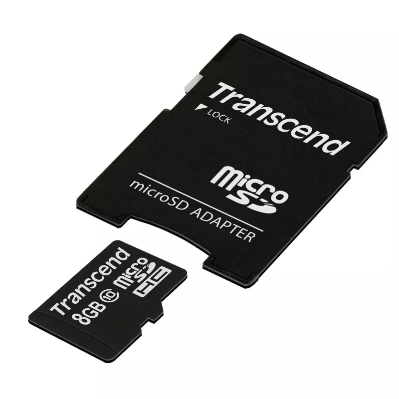 Transcend Premium microSDHC 8 GB atminties kortelė su SD adapteriu