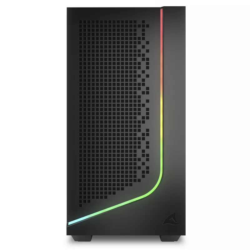 PC korpusas Sharkoon J1000 ARGB mATX — vidutinis bokštas mikro-ATX su ARGB apšvietimu