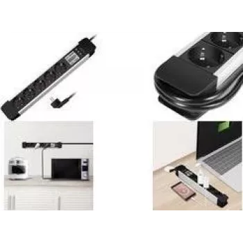 Power Strip LOGILINK LPS286 su 5 lizdais ir LCD energijos suvartojimo ekranu