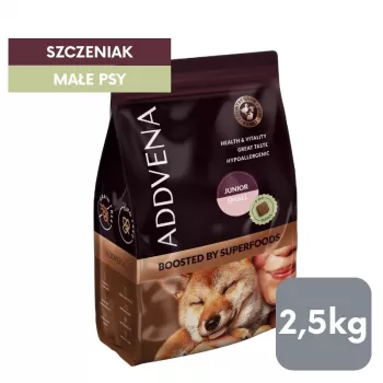 ADDVENA Boosted by superfoods Junior Small Beef sausas šunų ėdalas - 2,5 kg