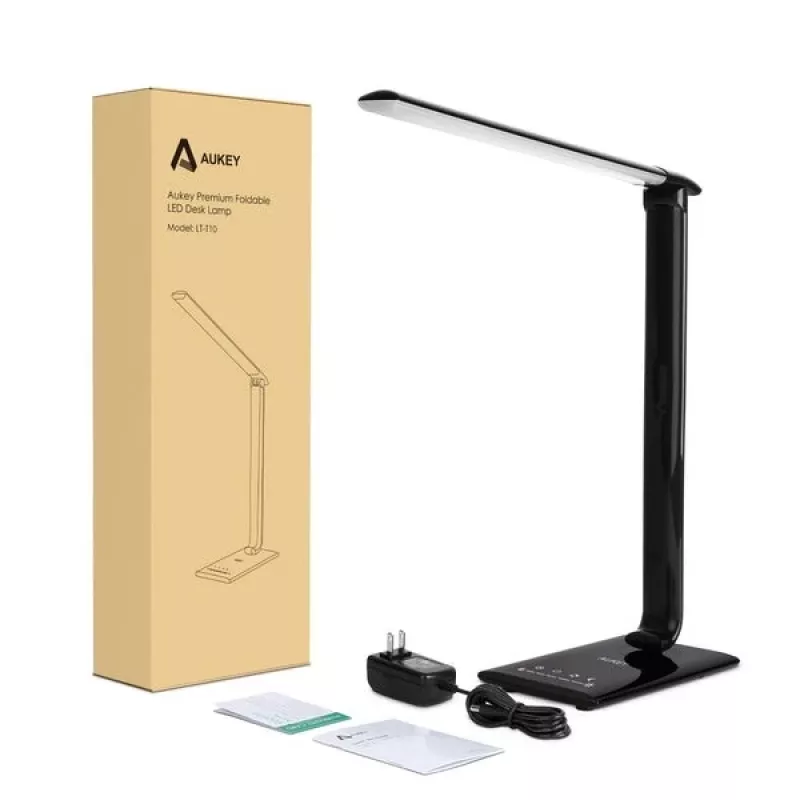 LED stalinė lempa Aukey LT-T10 12W 3000–6500K - reguliuojama spalvų temperatūra, juoda