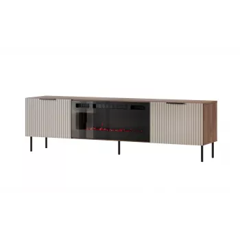 Spintelė televizoriui Cama Meble ALMERA 180.5×42×52.5 cm riešutas/šampanas su juodu židiniu