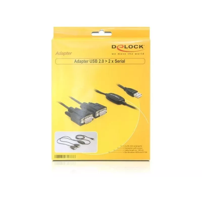 Serijinis kabelis DeLOCK 2x RS232/USB 2.0 Juoda 61886