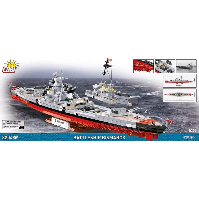 Konstruktorius Cobi Mūšio laivas Bismarck modelis su 3204 detalėmis - Cobi CO BI-4860