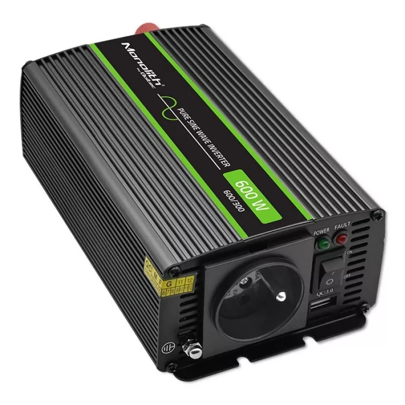 Qoltec Monolith automobilinis keitiklis 600 W juodas