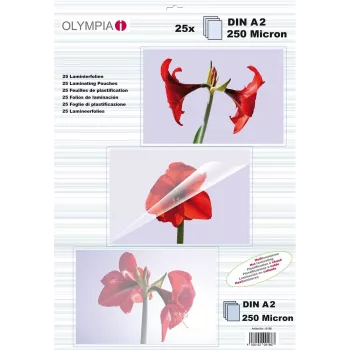 Laminavimo maišeliai Olympia 9186 A2 formatui, permatomi, 25 vnt., maišelio plotis 429 mm