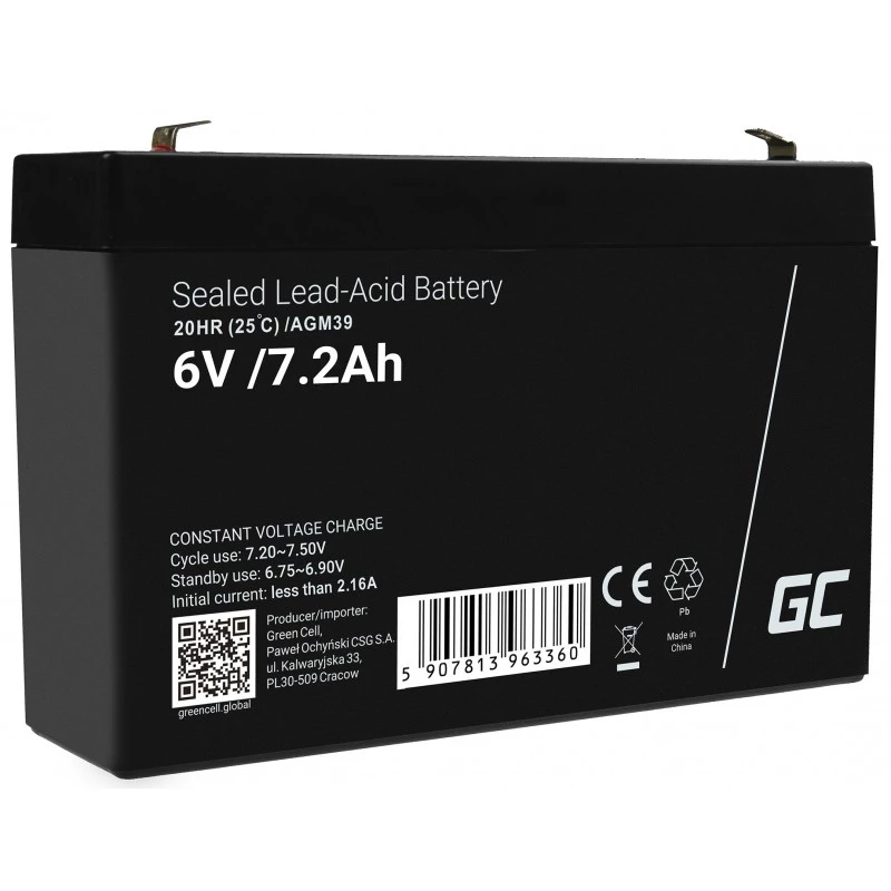 Green Cell AGM39 pramoninis įkraunamas akumuliatorius 7200 mAh 6 V