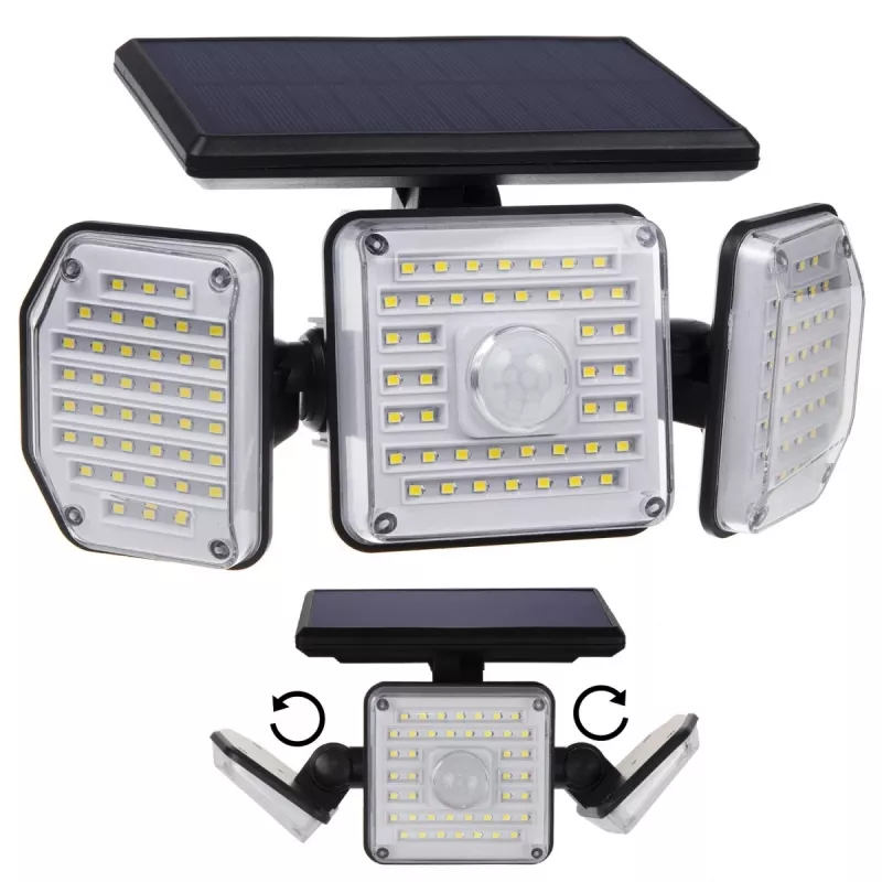 Maclean IP65 saulės LED lempa su judesio ir prieblandos jutikliais 4W 320lm 4000K Li-ion 1200 mAh 3 darbo režimai prožektorius saugumui sodui įėjimui
