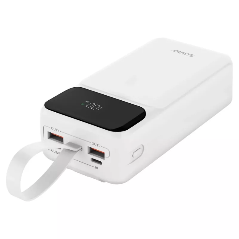 Power bank Savio BA-11 Ličio jonų 30000 mAh, 3,7 V, USB-C x2, baltas