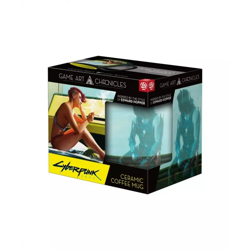 Terminis puodelis Good Loot Cyberpunk 2077 Game Art Chronicles - V & Edward Hopper 450 ml Juodas, Geltonas