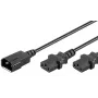 MicroConnect PE061318 maitinimo ilginimo laidas 1.8 m C14 kištukas į 2 x C13 lizdus, juodas