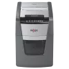 Popieriaus smulkintuvas REXEL Optimum AutoFeed+ 100X — automatinis 100 lapų, kryžminis pjovimas 4 x 28 mm, 34 L krepšelis, aliuminis