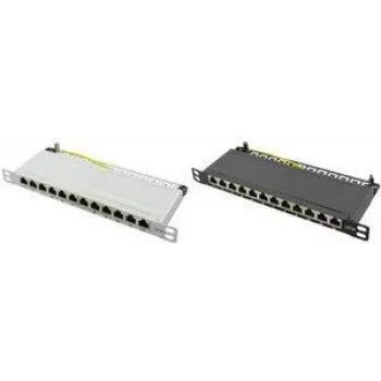 LogiLink skydinė jungtis (patch panel) - montuojama į stelažą - RJ-45 x 12 - šviesiai pilka, RAL 7035 - 0,5U - 25,4 cm (10 inch)