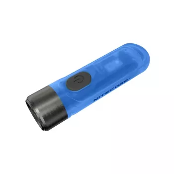 Raktų pakabuko žibintuvėlis Nitecore TIKI GITD BLUE pilkas, įkraunamas per USB, 1 lm, 55 mm, 12 g, IP66, atsparus smūgiams