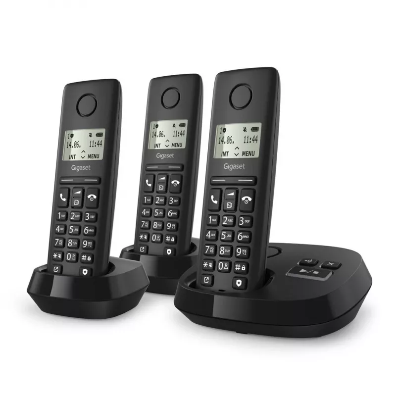 Belaidis telefonas Gigaset PURE 100 AM Trio – DECT, ilgas baterijos veikimo laikas, trijų rageliai