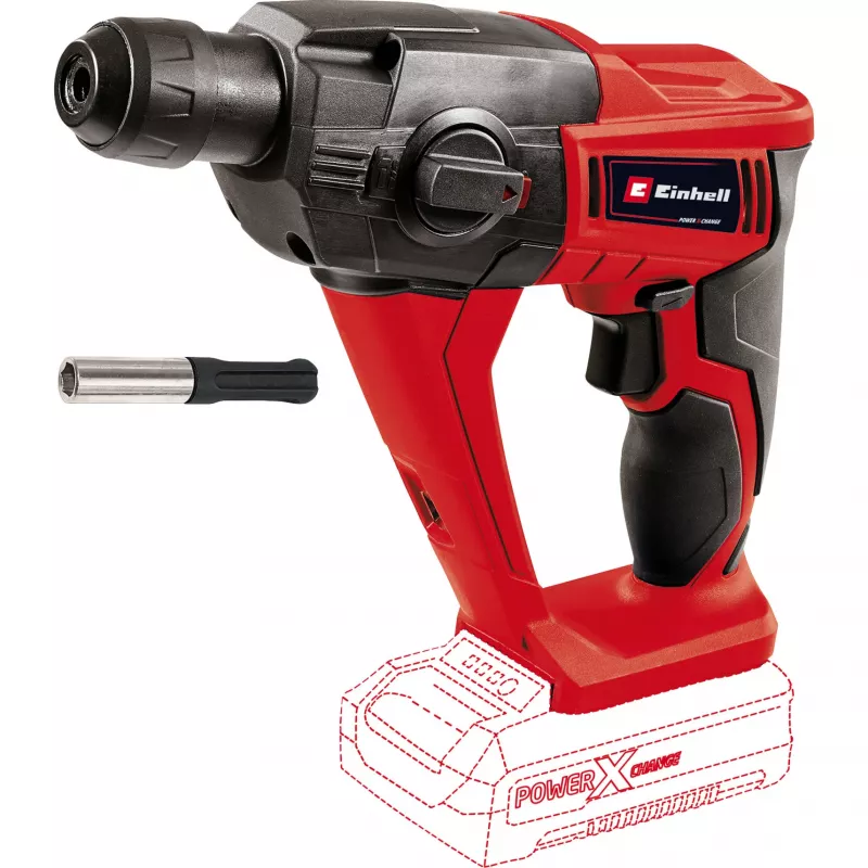 Belaidis sūkio plaktukas EINHELL Power X-Change TE‑HD 18 Li, 18V, Li‑Ion 4.0 Ah Plus, su grąžtų ir kaltų rinkiniu