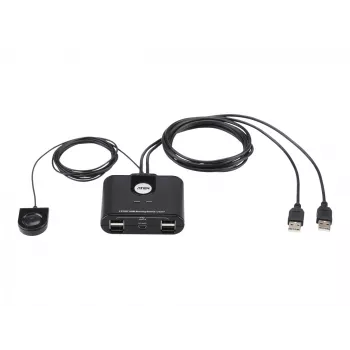 USB 2.0 dviejų prievadų periferinių įrenginių dalijimosi įrenginys ATEN US224AT – USB Type-A, 1,8 m kabelis, juodas