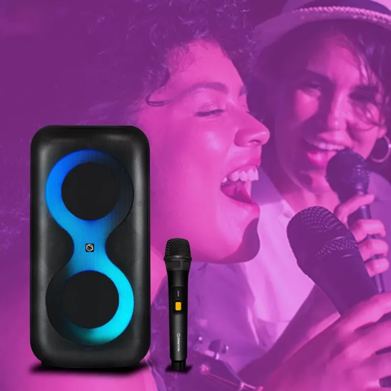 Nešiojamas muzikos centras MANTA SPK0401B100 Bluetooth garsiakalbis, 100 W galia, FM radijas, karaokė, įmontuota baterija, X-BASS