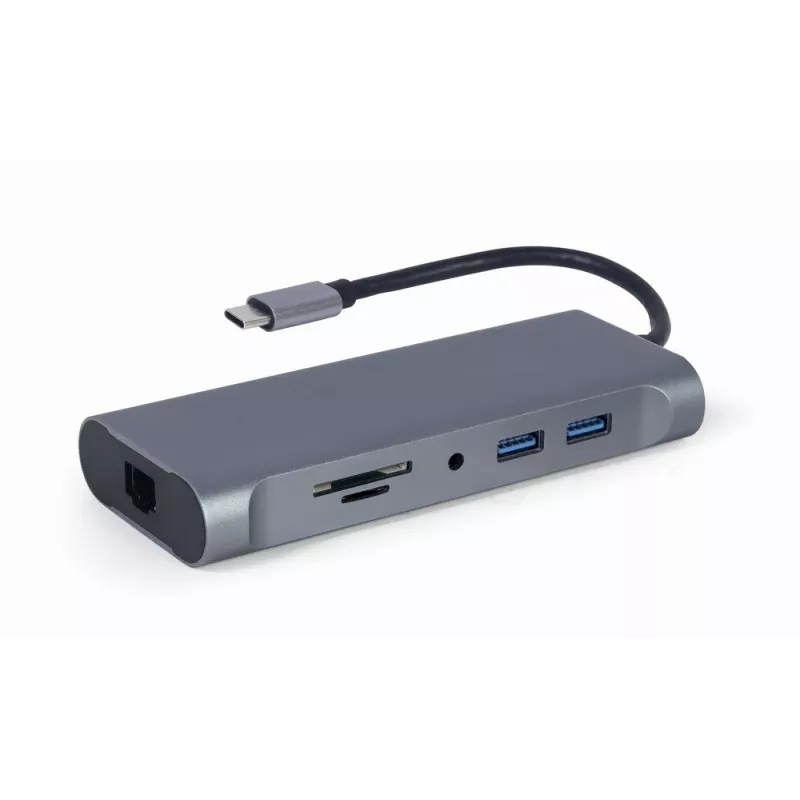 Gembird A-CM-COMBO7-01 nešiojamojo kompiuterio dokas / prievadų replikatorius USB 3.2 Gen 1 (3.1 Gen 1) Type-A Pilka