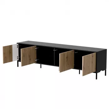 Cama MERCI RTV spintelė 200 x 40 x 54 cm juodas/ąžuolas artisan