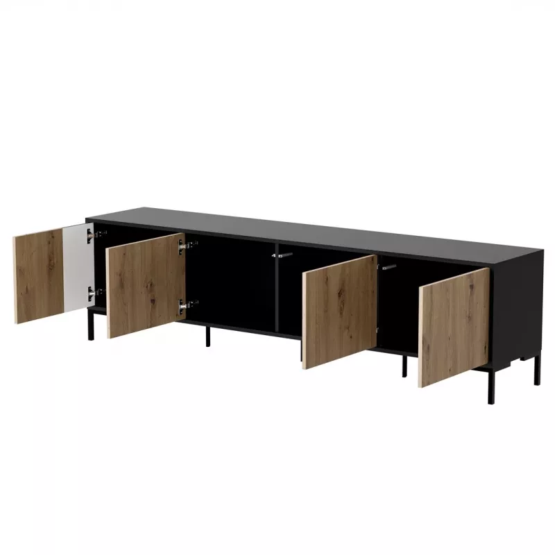 Cama MERCI RTV spintelė 200 x 40 x 54 cm juodas/ąžuolas artisan