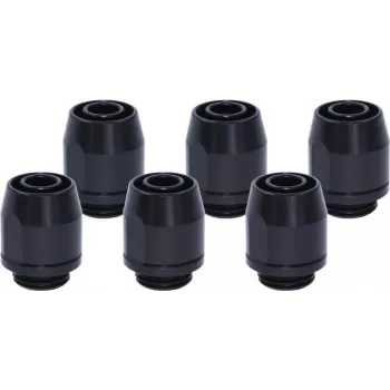 Alphacool HF įsukama jungtis TPV Metal - 12,7/7,6mm tiesi - Juoda - 6 vnt. rinkinys (17454)