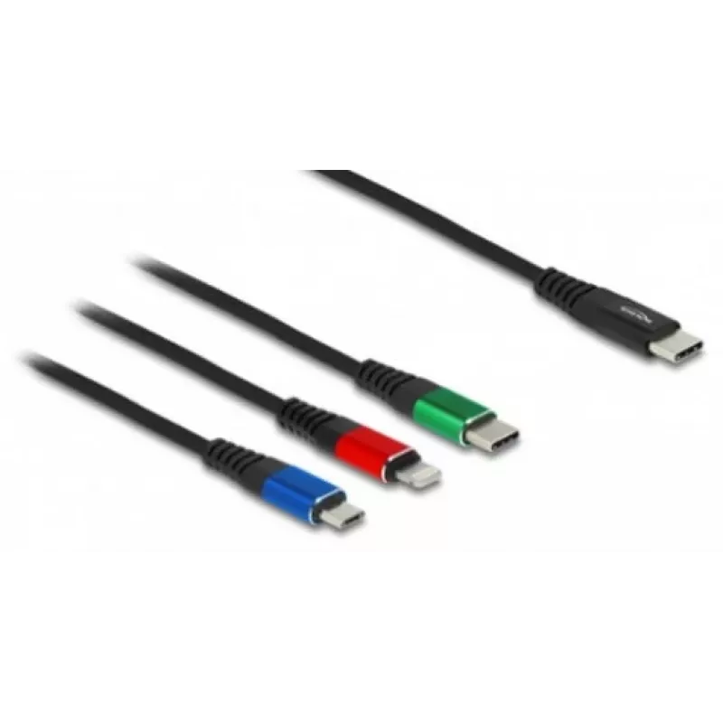 DeLOCK USB įkrovimo laidas 3 viename USB Type-C į Lightning / Micro USB 1 m