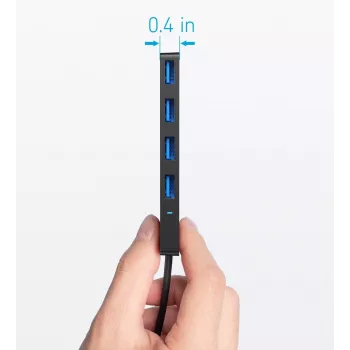 USB centrinis įrenginys Anker Ultra Slim A8309G11 — USB Type-C, 3× USB 3.2 Gen 1 Type-A, 103×30×10 mm, juodas