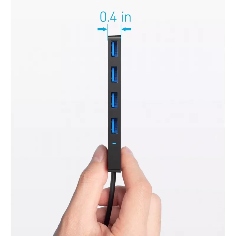 USB centrinis įrenginys Anker Ultra Slim A8309G11 — USB Type-C, 3× USB 3.2 Gen 1 Type-A, 103×30×10 mm, juodas