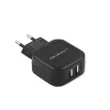 Vidinis AC įkroviklis QOLTEC 50186 išmaniajam telefonui ir planšetei, 5 V 3,4 A, 17 W, 2× USB, juodas