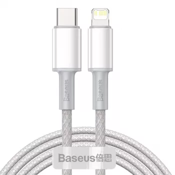 Baseus USB-C į Lightning aukšto tankio pintas laidas, 20W, PD, 2m (baltas)