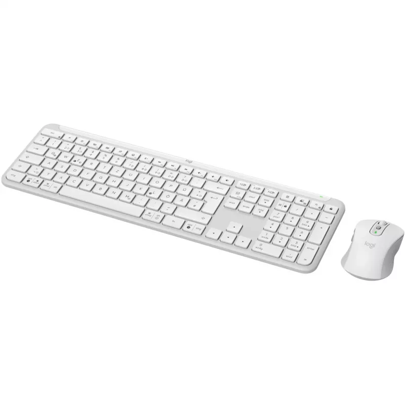 Logitech MK950 Signature Slim klaviatūra ir pelė belaidė RF + Bluetooth QWERTZ vokiška grafito ir balta