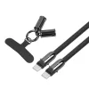 2in1 USB-C laidas 1 m juodas – nešiojamas pakabukas su įkrovimu