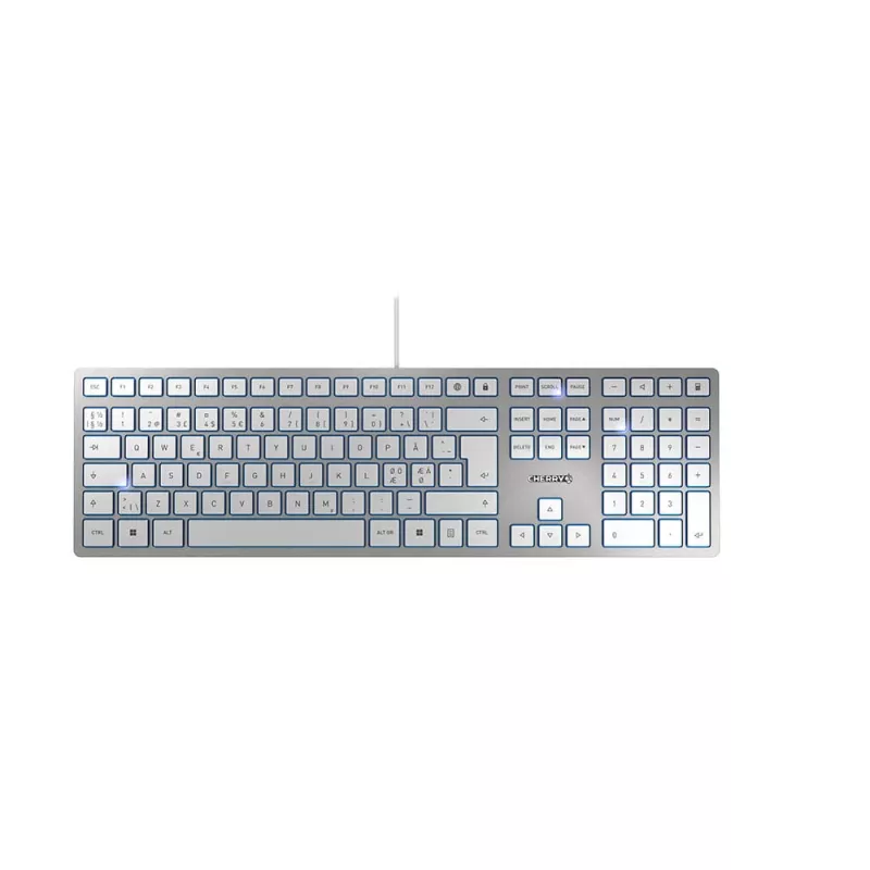 CHERRY KC 6000 SLIM klaviatūra USB QWERTY Nordic sidabrinė, balta