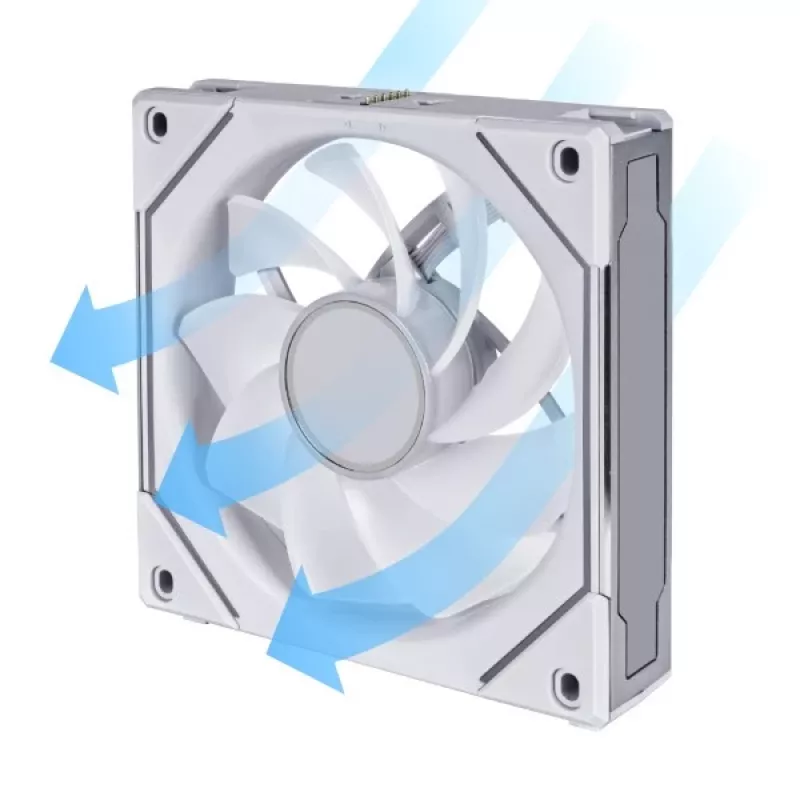 120 mm Lian Li UNI FAN SL-INF Wireless ARGB PWM — Baltas, modulinė magnetinių ventiliatorių sistema