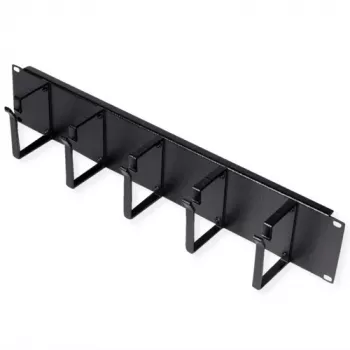 Patch panel ROLINE 19 colių 2U, kabelių kanalas 85x60 mm, plieninis korpusas, juoda