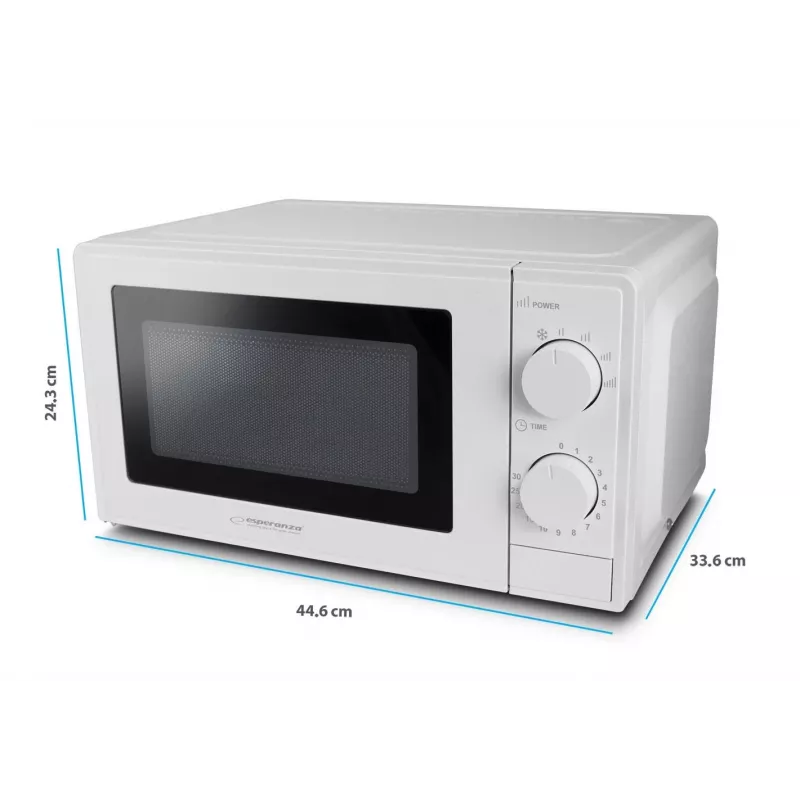 Mikrobangų krosnelė ESPERANZA ESTOFADO – 700 W, 20 L, 5 galingumo lygių, 24,5 cm sukamoji lėkštė, balta