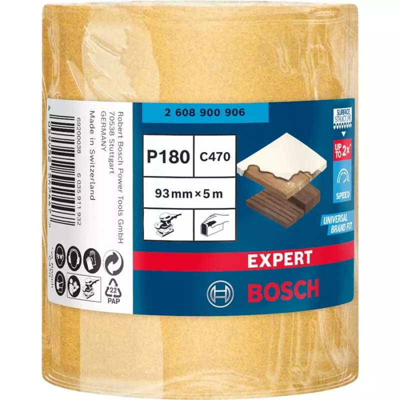 Bosch Expert C470 šlifavimo ritinys, P180, smulkus grūdėtumas, 93 mm x 5 m