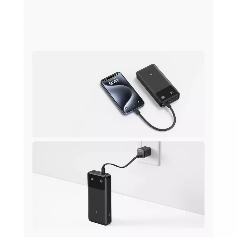 PowerBank su USB-C laidu 20000 mAh 30W Juoda