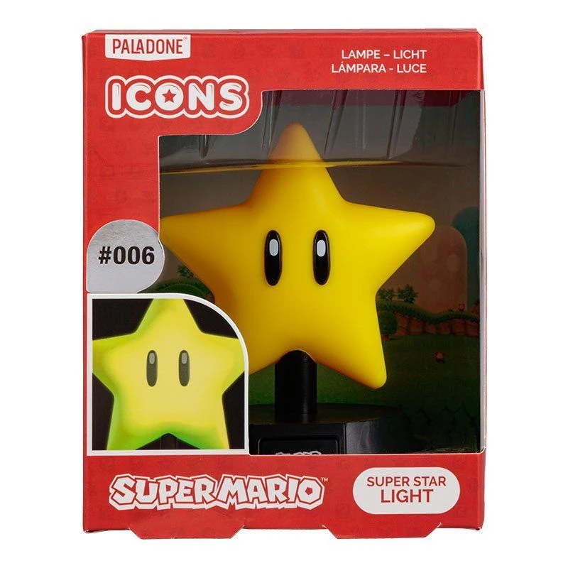 Stalinė lempa Paladone Super Mario Super Star Icon Light – dekoratyvinis LED naktinis šviestuvas