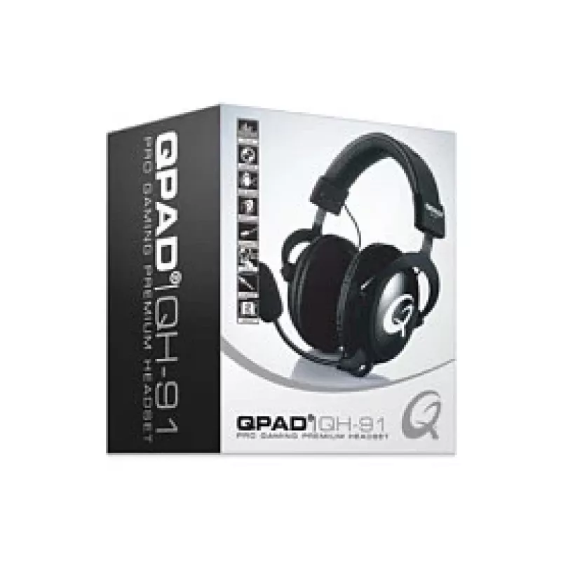 Ausinės QPAD QH-91 laidinės, ant galvos, uždengiančios ausis, 15–25000 Hz, 2 m laidas, juodos