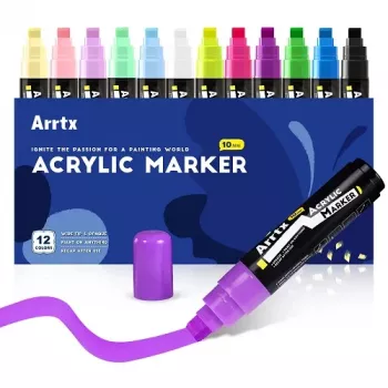 Akriliniai žymekliai Arrtx LC303274 – 12 spalvų, smulkus antgalis menui ir rankdarbiams