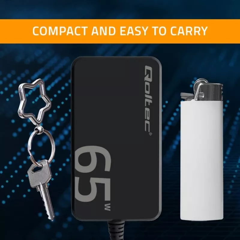 QOLTEC 65W GaN Super Fast SLIM PD 5-20V 3.25A USB-C įkroviklis