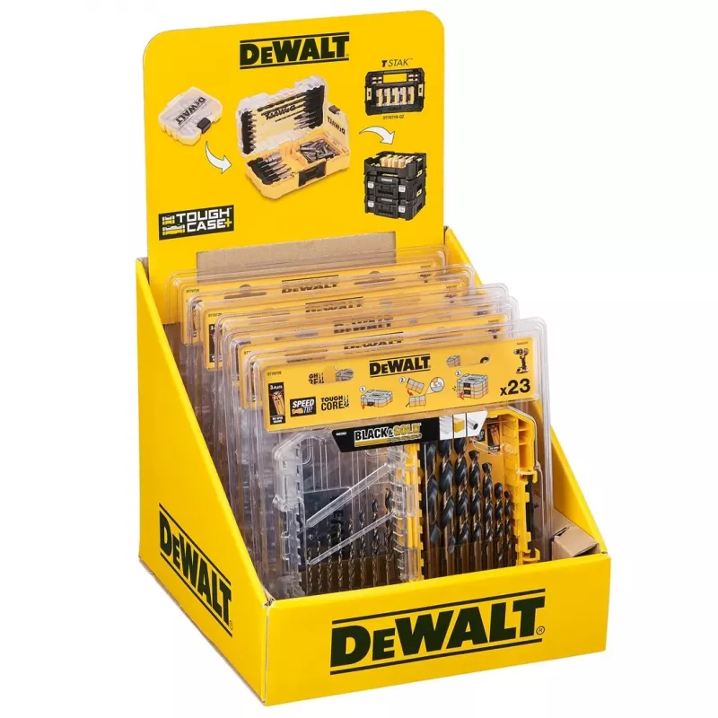 23 dalių juodos ir auksinės spalvos metalo gręžimo rinkinys DeWalt DT70729-QZ