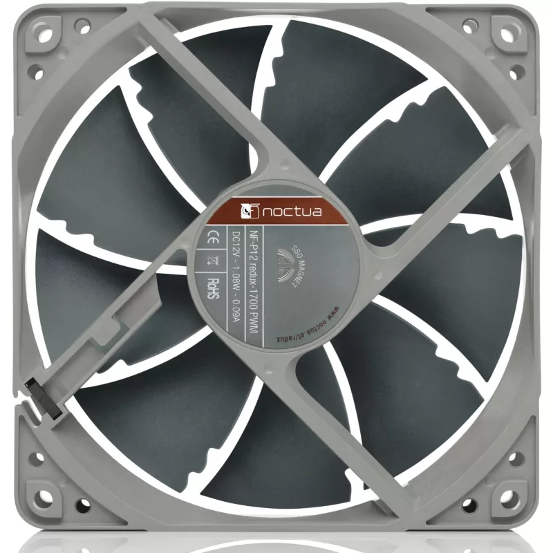 Ventiliatorius Noctua NF P12 redux-1700 PWM, 120 mm, 12 V, 1700 RPM, 4 kontaktų PWM, 120,2 m³/h, 25,1 dB