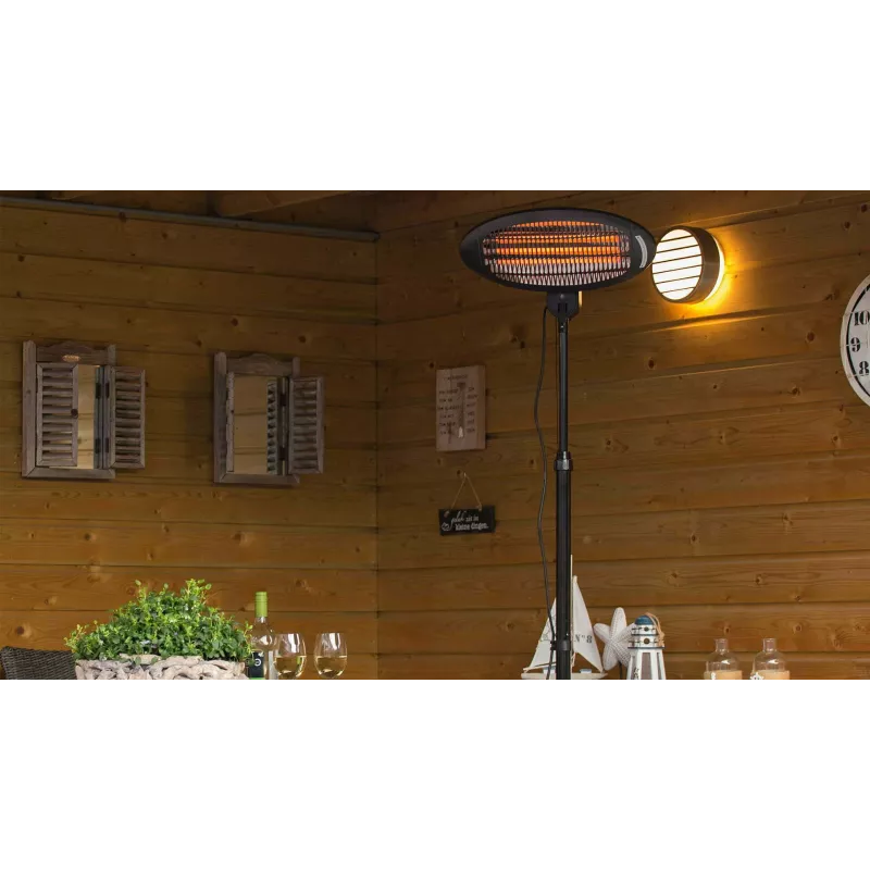 Elektrinis šildytuvas Sunred SMQ2000A, 2000 W, kvarcinis, vidaus ir lauko naudojimui, juodas