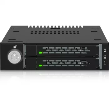 ICY DOCK ToughArmor MB834MK-B V2 – 2x M.2 NVMe į 1x 3,5″ lizdo mobilus stovas su metaliniu raktiniu užraktu, SlimSAS 4i, juodas