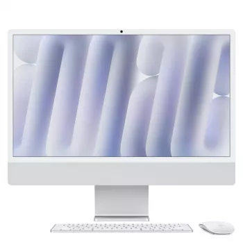 iMac 24 colių Retina 4,5K ekranas M4, sidabrinis, M4 (10-CPU/10-GPU), 16 GB, 512 GB, standartinis stiklas, Touch ID, vokiška klaviatūra, Gigabit Ethernet, Magic Mouse, MWUV3D/A