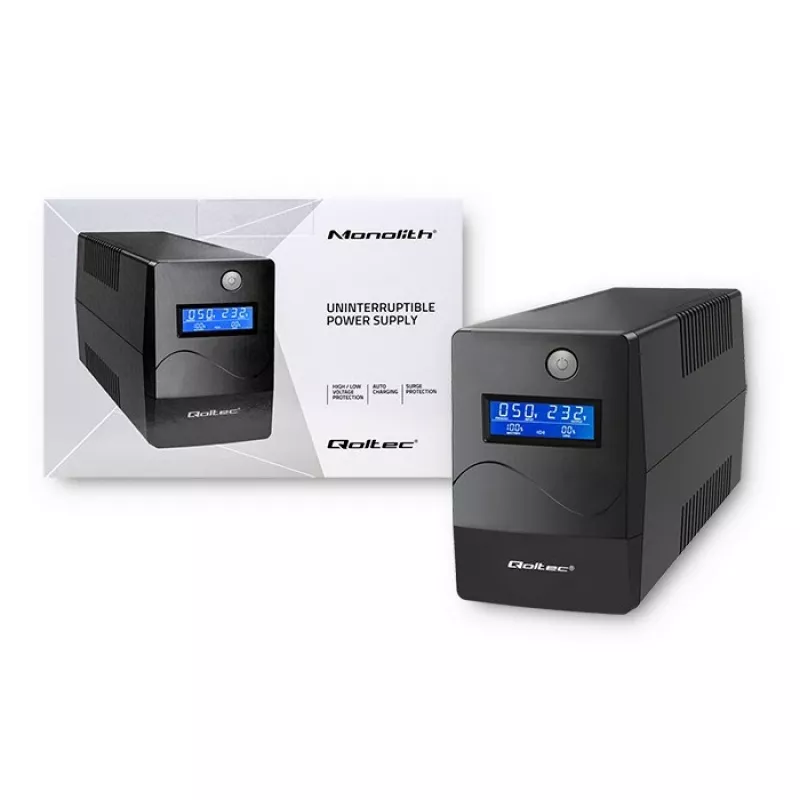 Qoltec Monolith nepertraukiamo maitinimo šaltinis (UPS) Dvigubo konvertavimo (Online) 0.45 kVA 240 W 2 AC lizdai